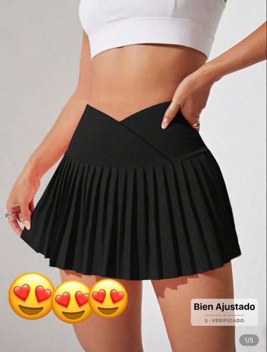 GAMESET SPORT FALDA PANTALON PLISADA DE DEPORTE- FALDA SHORT NEGRA PLISADA TALLA M 